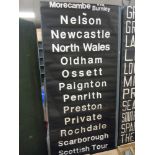 A vintage transport related destination roller blind for train tram or bus with national interest