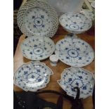 A selection of Royal Copenhagen ceramics in the Blue fluted design including tazza incised ribbon