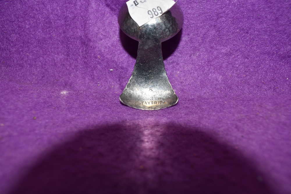 A Keswick school of industrial arts caddy spoon having hammered detailing, marked underside KSIA - Image 2 of 2