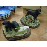 Two model figure studies by Border fine arts both of black labrador one AF