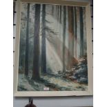 An original impressionist mixed medium of forest scene signed E Egan