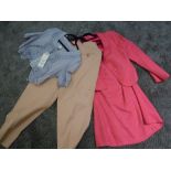 A cerise Hobbs ladies skirt suit, size 14, a pair of Mulerry trousers,size 12 and a Noa Noa