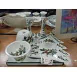 A christmas themed collection of Portmeirion including a pudding basin,tree shaped plate and