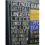 A vintage transport related destination roller blind for train tram or bus with local Lancaster