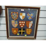 A selection of framed coat of arms