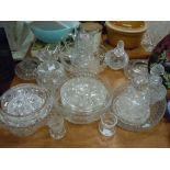 A fine selection of antique and later clear cut and crystal glass wares including pair of scent