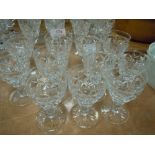 A selection of clear cut and crystal glass sherry glasses in the Victoria design by Stuart glass