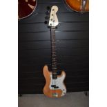 A parts built P bass, similar to Fender Precision, having Kent Armstrong pickups, flat and wound