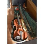 A traditional violin, labelled interior, John Gaddes?, Brampton 1972, two piece back , with