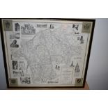 Map. Wainwright - Westmorland. 4th edition. Not coloured. Framed and glazed. (1)