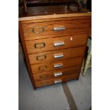 A vintage part pitch pine six drawer chest, approx. 62cm width