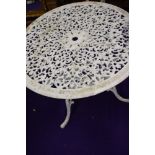 A cast alluminium garden table, diameter approx. 69cm