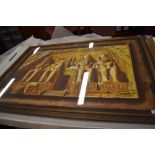 A modern print, Egyptian theme in simulated bamboo frame