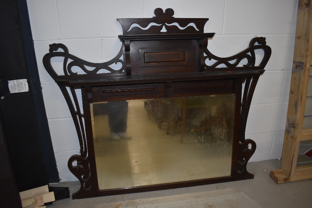 A Victorian stained frame overmantel mirror, width approx. 130cm