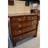 A 19th Century mahogany chest of two over three drawers, having brass dropped handles, width approx.