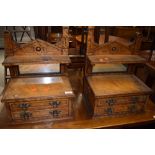 A pair of Victorian Gothic stained frame dressing table jewellery drawers