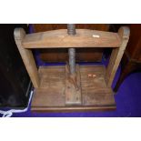 A traditional wooden book press, width approx. 70cm