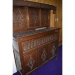 An 18th Century and later composite court cupboard, dimensions approx. W128cm D40cm 161cm