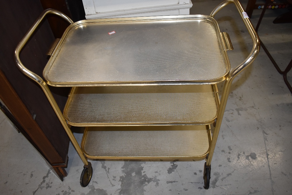 A vintage metal tea trolley