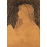 JULES JOSEPH LEFEBVRE (1836-1911) STUDY OF A PRAYING GIRL signed l.l. Jules Lefebvre black pencil a