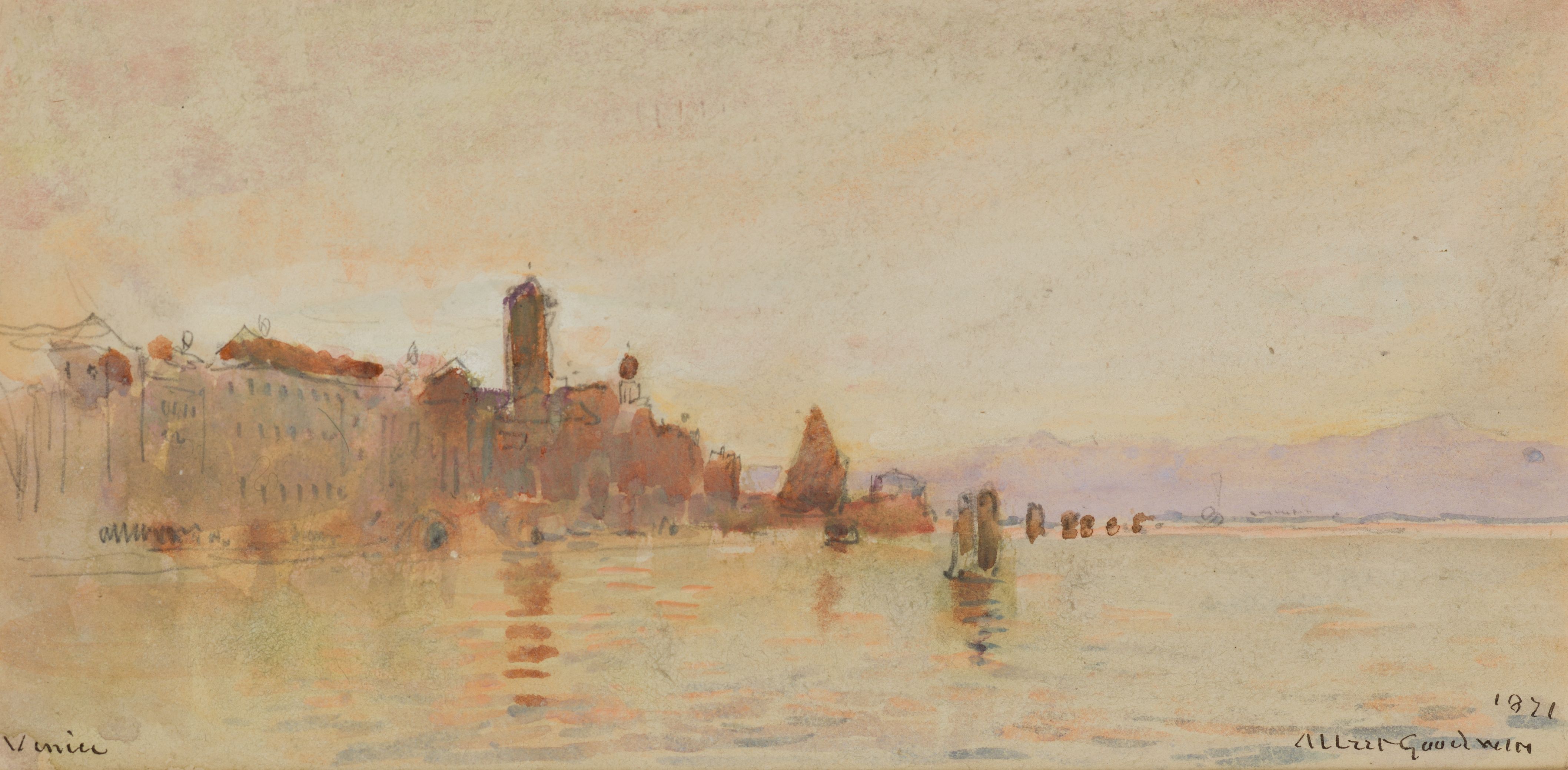 ALBERT GOODWIN, R.W.S. (1845-1923) VENICE signed & dated l.r. 1871 titled l.l. watercolour with penc