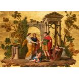 FRENCH SCHOOL (EARLY 19th CENTURY) THE UNION OF VENUS AND MARS oil on gold leaf ground 45.0 x 63.0cm