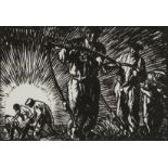 • SIR FRANK BRANGWYN, R.A., R.E., R.W.S., R.B.A. (1867-1956) MOWERS (1912) woodcut etching Block: 13