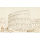 THOMAS SUNDERLAND (1744-1823) A VIEW OF THE COLOSSEUM, ROME blue and grey wash over pen and ink 16.5