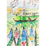 • JOHN BRATBY, R.A. (1928-1992) THE DAY AFTER THE RAIN CAME, VENICE signed, titled & dated u.r. 30 O