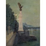 ALEX MACLEAN, V.P.R.B.A. (1867-1940) THE EMBANKMENT, LONDON signed l.r. MacL artist~s label to rever