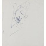 • JEAN COCTEAU (1889-1963) JEAN MARAIS SLEEPING pen & blue ink on paper, with watermark 20.0 x 18.5