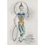 • KENNETH ROWELL (1925-1999) HOOPS - A PAIR OF COSTUME DESIGNS FOR THE BALLET both signed & dated l.