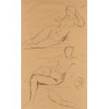 GEORGE FREDERICK WATTS, O.M., R.A. (1817-1904) STUDIES OF A FEMALE NUDE pencil on paper 58.0 x 35.0