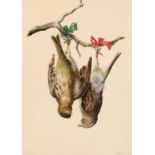 PANCRACE BESSA (1772-1846) STILL LIFE OF SPARROWS signed and dated l.r. Bessa . 1827 watercolour 28
