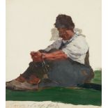 •□ ERICH WOLFSFELD, A.R.E. (1885-1956) A FARM WORKER signed l.r. Wolfsfeld oil on paper 28.5 x 23.5