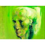 • MICHAEL AYRTON (1921-1975) DEMETER - GREEN HEAD (1965) signed & dated u.l. 9.9.65 acrylic on canva