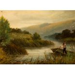 ATTRIBUTED TO EDWARD WILKINS WAITE, R.B.A. (1854-1924) A PAIR OF SKETCHES OF FISHING SCENES oil on c