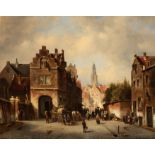 JACQUES FRANCOIS CARABAIN (1834-1933) STREET SCENE signed and dated l.l. J. Carabain f 58 oil on can