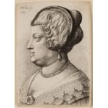 WENCESLAUS HOLLAR (1607-1677) PORTRAIT OF MARIE DE MEDICI signed in plate WHollar fec. / 1648 etchin