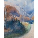 □ BELA DERY (1870-1932) A MOUNTAIN ROAD signed l.r. watercolour 30.0 x 24.0 cm / 11 3/4 x 9 1/2 in