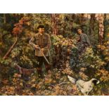 AFTER ALEKSANDR VIKTOROVICH MORAVOV (1878-1951) VLADIMIR LENIN HUNTING IN THE WOODS oil on canvas 99