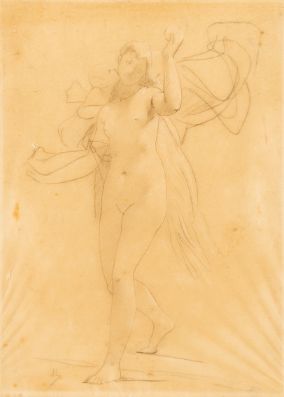 JULES JOSEPH LEFEBVRE (1836-1911) FEMALE STUDY signed l.l. JL pencil on tracing paper 33 x 24 cm /