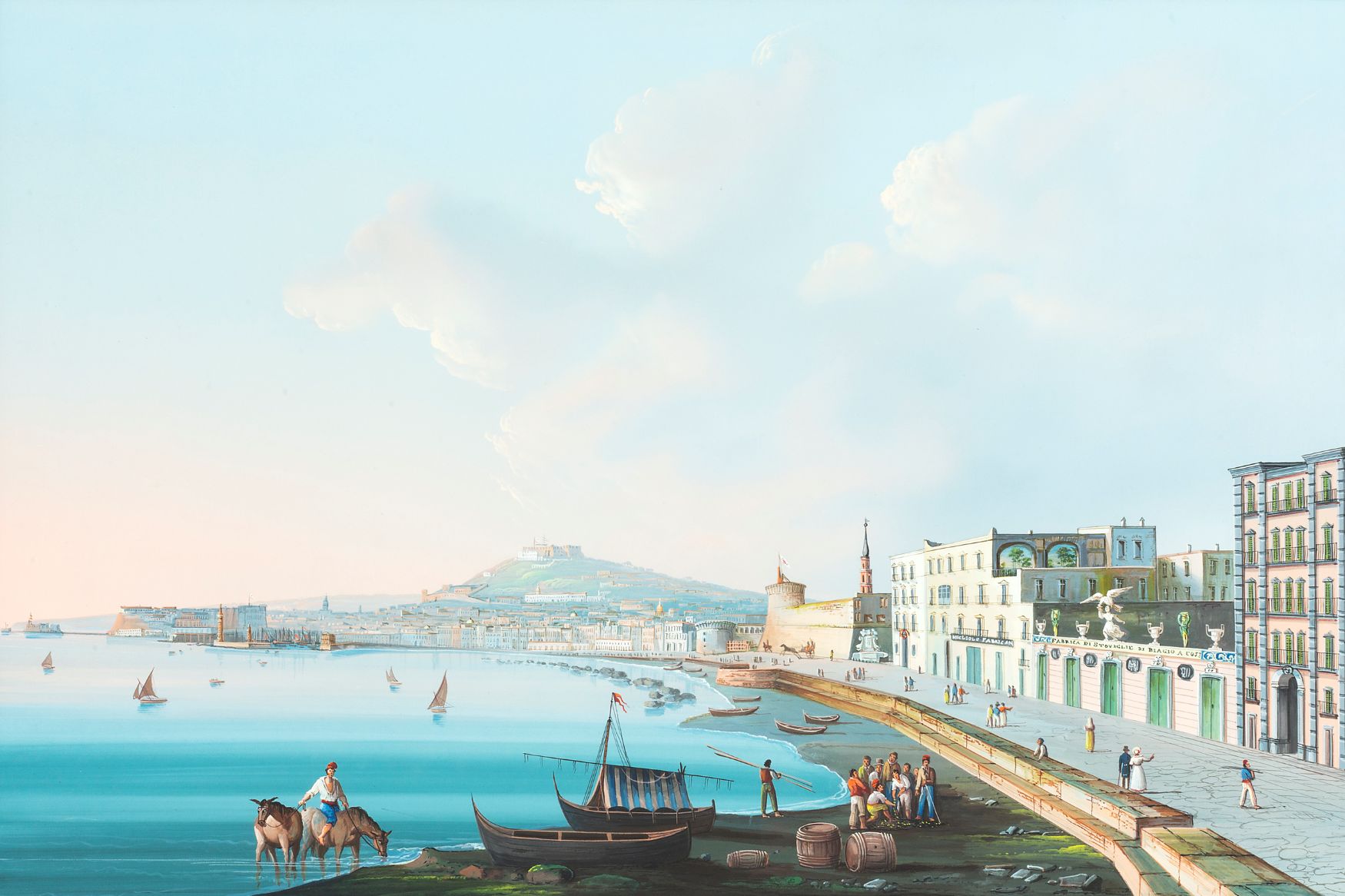 NEAPOLITAN SCHOOL (MID 19th CENTURY) A PAIR OF VIEWS OF NAPLES showing the views from Carmine and fr - Image 2 of 2