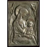 ENZO ASSENZA(1915-1981) - MADONNA AND CHILD - Glazed Ceramic Low relief on a wooden [...]