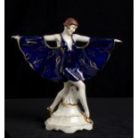 ROYAL DUX-CECOSLOVACCHIA - BLUE BALLERINA - Painted ceramic shaped as slip casting. [...]