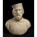 20TH CENTURY SCULPTOR - BUST OF GARIBALDI - White murble sculpture. - 45 cm high - -