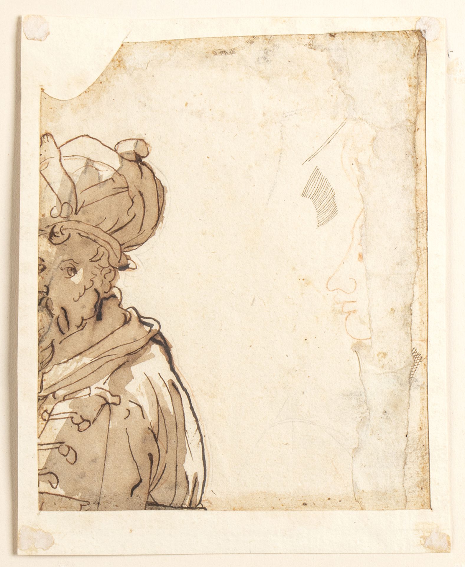 BOLOGNESE SCHOOL, 17th CENTURY - - Study of male head profile - Red pencil on [...] - Bild 2 aus 2