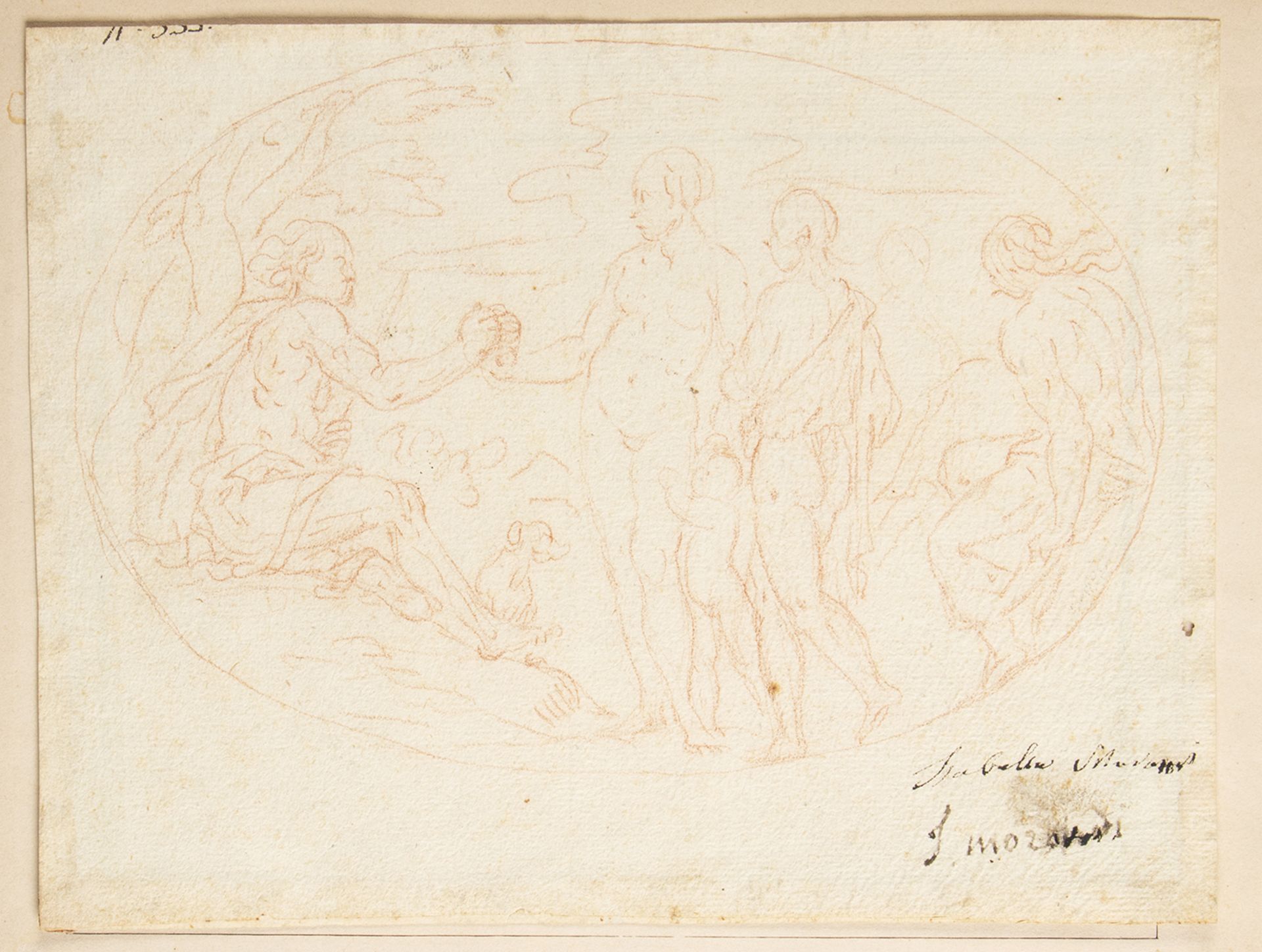 BOLOGNESE SCHOOL, 17th CENTURY - - Judgement of Paris - Red pencil on paper, cm. [...]