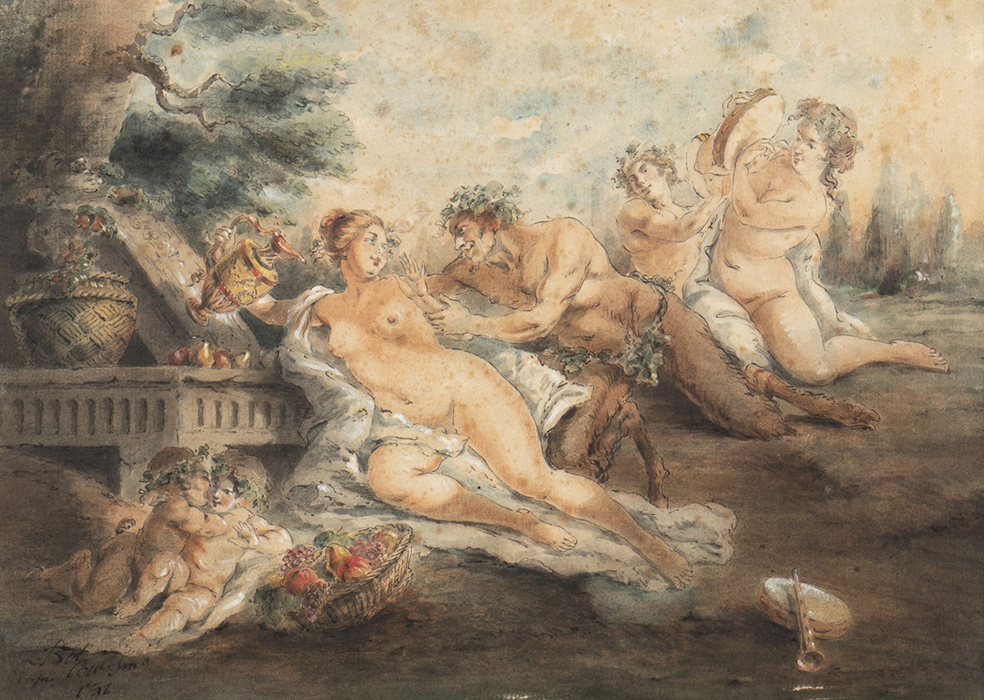 JACQUES-PHILIPPE CARESME (Paris, 1734 - 1796) - - Satyrs with nymphs and putti, [...] - Bild 3 aus 6