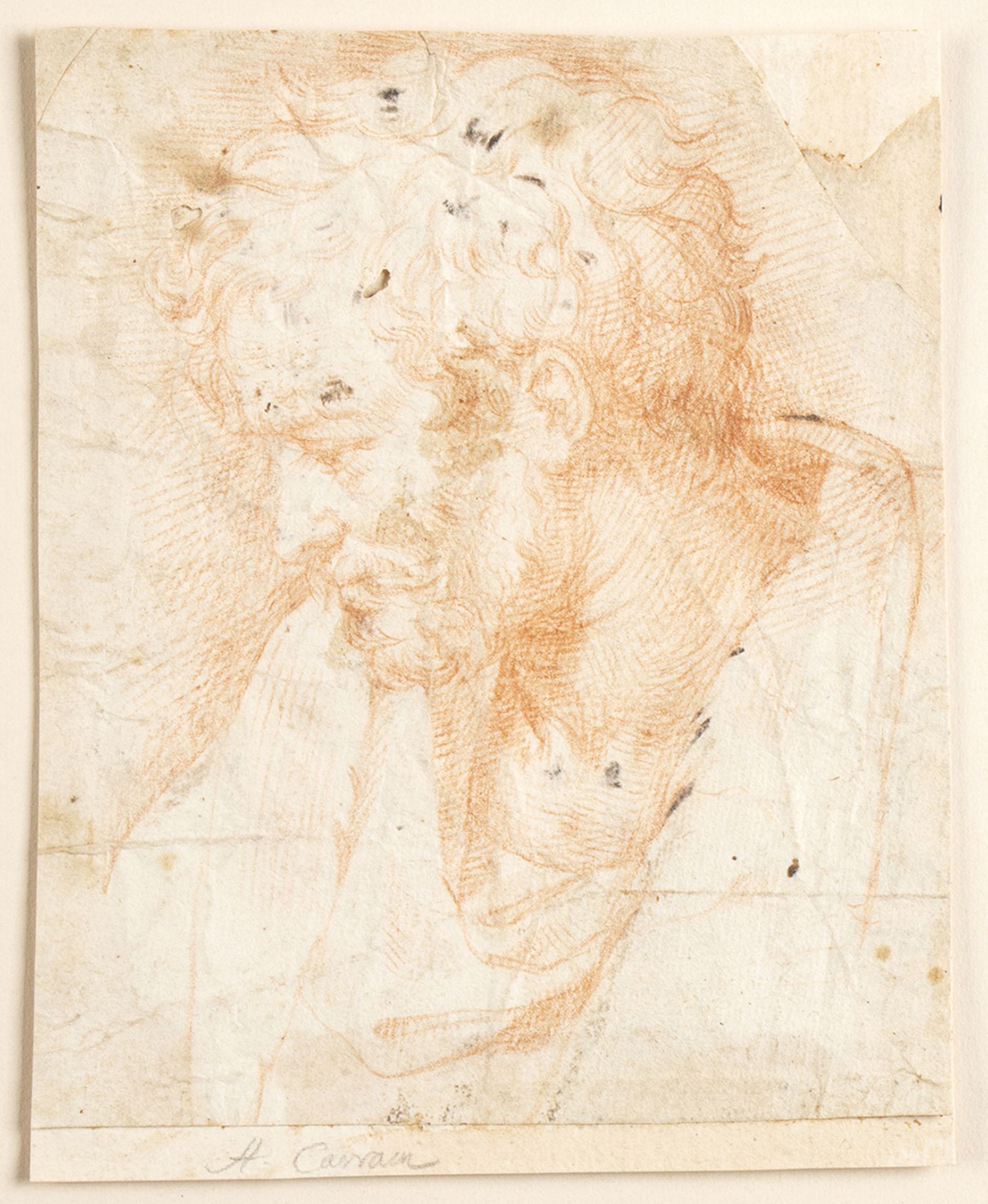 BOLOGNESE SCHOOL, 17th CENTURY - - Study of male head profile - Red pencil on [...]